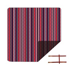 Jibijoa 戶外野餐皮革掛環墊 d, 紅色條紋