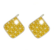 패턴 오븐 전자렌지용 사각패드, 옐로우, 2개