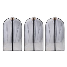 防塵罩衣服罩拉鍊類型黑色連衣裙類型 60 x 140cm, 1個, 3片