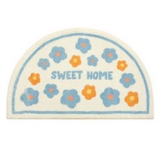 可愛半圓浴室玄關迷你地墊, 米色