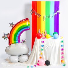 PARTYSHOW 充氣鋁箔氣球彩帶家庭派對5件組, 彩虹, 1套