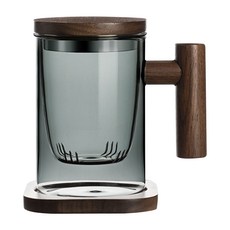 차이나다 글라스 티팟 세트, 원통형 브라운, 300ml, 1개