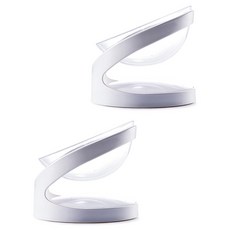 다독임 반려동물 심플 디자인 식기, 화이트, 2개