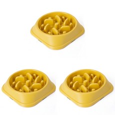 다독임 반려동물 급체방지 사료 그릇, 옐로우, 3개