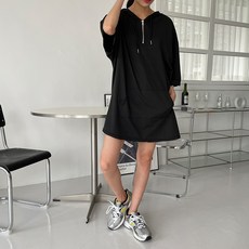 ViVEMO 半拉鍊自然風短袖連帽T恤 00201