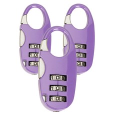 迷你3位數密碼掛鎖 S號 紫色, 3個