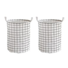 把手洗衣籃, 白色格紋, 2個