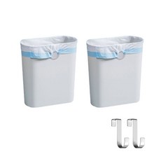 掛式垃圾桶 2入+掛鉤 2入, 白色, 1組