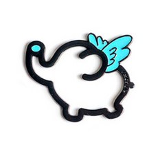 Momo黑色邊框動物鑰匙圈, 大象, 1個