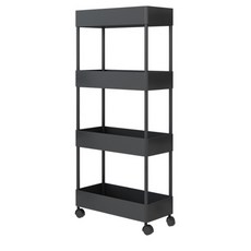 솔리드룸 미니멀 이동식 틈새 선반 4단, 블랙