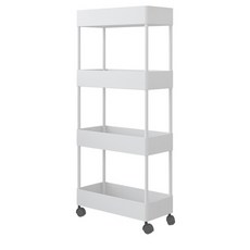 솔리드룸 미니멀 이동식 틈새 선반 4단, 화이트