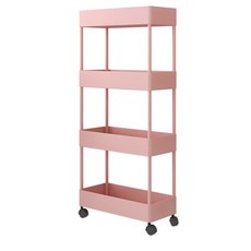 솔리드룸 미니멀 이동식 틈새 선반 4단, 핑크