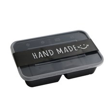 HCN 一次性3格小菜容器 黑色 N-PP 150入 + 黑色腰封 150入 組, 1套