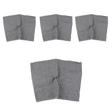 popo設計精美格紋布餐巾, 黑色, 4個, 1個