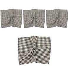 포포 디자인 예쁜 체크 천 식탁 냅킨, 브라운, 4개