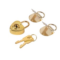 Pop MINDS迷你黃金愛心鎖+鑰匙 2入+鉸鍊 2入, 1套