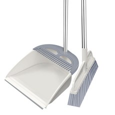 Bean Offhouse家用軟塑料掃帚簸箕套組白+天藍, 1套