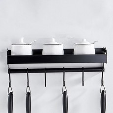 無孔廚房浴室馬桶架掛鉤衣架套組 40cm, 黑色的, 1套