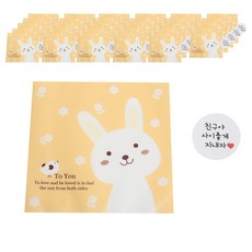 自黏歪頭兔袋 500入 + 圓形好好相處貼紙 500入套組, 白色(貼紙), 1套