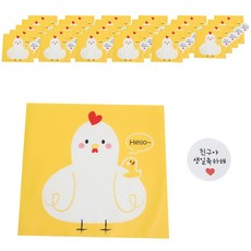 自黏咕咕雞袋 500p + 圓形朋友生日快樂貼紙 500p 套組, 白色(貼紙), 1套