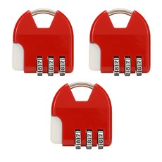 3位數密碼掛鎖 紅色, 3個