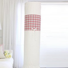 골드얀 네추럴체크 레드 광목 에어컨커버 스탠드형, 레드 + 백아이보리