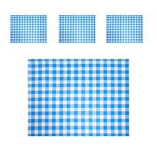 The Happy 防水塗層餐墊 4入, 格紋 寶藍色, 41 x 31 cm