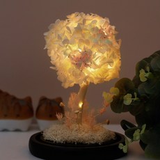 早晨香氣 永生花 乾燥花 氣氛燈, 繡球花 米色