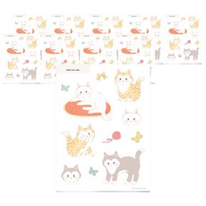 오후의 고양이 스티커, 혼합색상, 10개