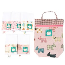 Coney Island 拼接圖案印花掛繩棉質毛巾組 5入+防水收納袋組 A款, 混色, 1套