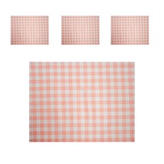 The Happy 防水塗層餐墊 4入, 格紋 蜜桃色, 41 x 31 cm