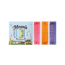 Moana Instruments Moana 口琴 3 種+設計案例 3 種+案例 3p 套組, 粉色、橙色、紫色（口琴）、透明（外殼）, MH-10PK