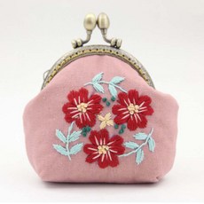 DNIY 레트로 감성 자수 핸드백 DIY 세트, 빨간송이, 1세트