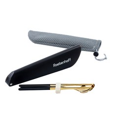 Roebenhoff 攜帶式飯盒餐具組合, 金色+黑色, 勺子+筷子