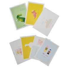 Fancy插圖明信片 7種組, 混色, 1套