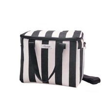 交叉繩條紋保溫保冷袋, 白色 黑色
