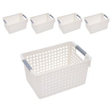 桌上型收納籃 L號, 白色的, 5個