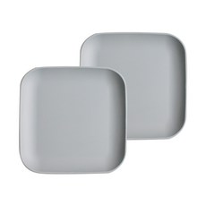 粉彩矽膠方形霧面盤 2入, 灰色