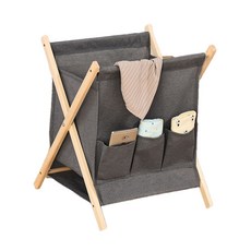 한땀작업실 패브릭 수납주머니 접이식 빨래바구니, 그레이, 1개