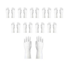 感動Pick廚房洗碗可愛符號半透明橡膠手套 純色 S, 白色的, 10個, 小(S)