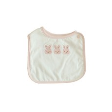 ChezBebe 3層刺繡圖案圍兜, 白色, 1入