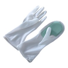 설거지 수세미 브러쉬 고무 장갑 M, 그린, 1세트, 중(M)