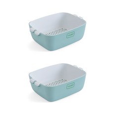 네이처타임즈 실리콘 이중채반 2p, 블루