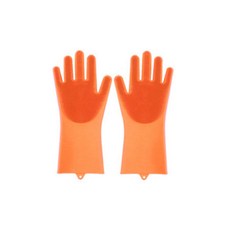 廚房矽膠手套雙手套組 34 x 16cm, 橘色, 1組