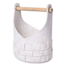 Lutz 現代格紋毛氈洗衣籃 L 35 x 27 x 50 公分, 白色, 1個