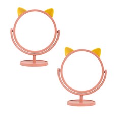 루시아이 야옹 탁상거울 2p, 핑크