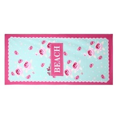 Qurang Across 歐式風格印花沙灘巾 70 x 150 x 0.5 cm SY50, 粉紅色, 1個