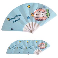 부러워서 나만 쳐다봐 여름 완소템 휴대용 접이식 부채, 뷰티풀오션, 4개