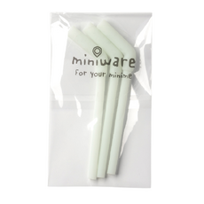 miniware 微兒 副食品專用孩童矽膠吸管補充包, 綠色, 3入