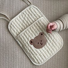 Dbest 棉質單口袋尿布收納袋, 小熊象牙白